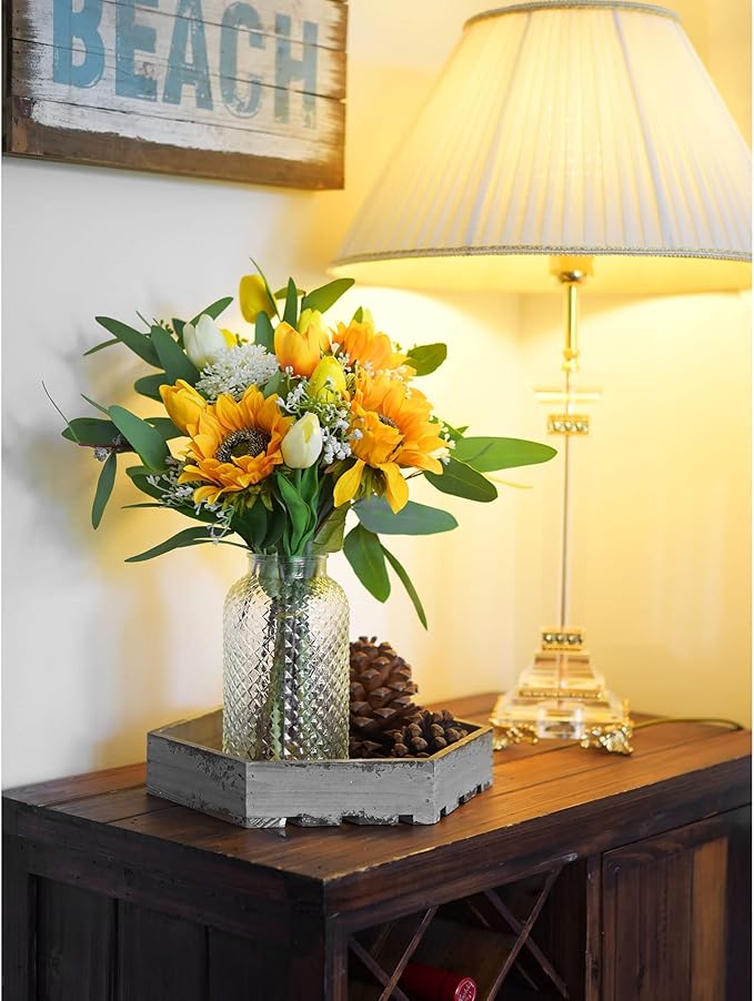 FiveSeasonStuff Real Touch Tulips Artificial Flowers – 15 Stems Faux Tulip Bouquet in Gift Box for Wedding, Home Decor, Party, Floral Arrangements (Candle Glow Yellow)