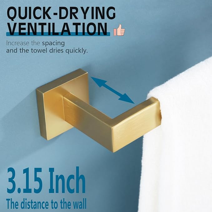 KOKOSIRI 24-Inch Single Towel Bar, Bathroom Kitchen Towel Holder, Wall Mounted SUS304 Stainless Steel Towel Rack, Brushed Gold, B4003BG-L24
