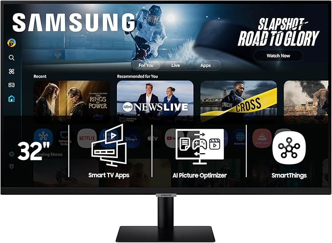 Samsung 32” Smart Monitor M7 (M70F) 4K UHD Display, Samsung Vision AI, Smart TV Apps, Gaming Hub, USB-C, HDMI and USB-A, Black, LS32FM702UNXZA, 2025