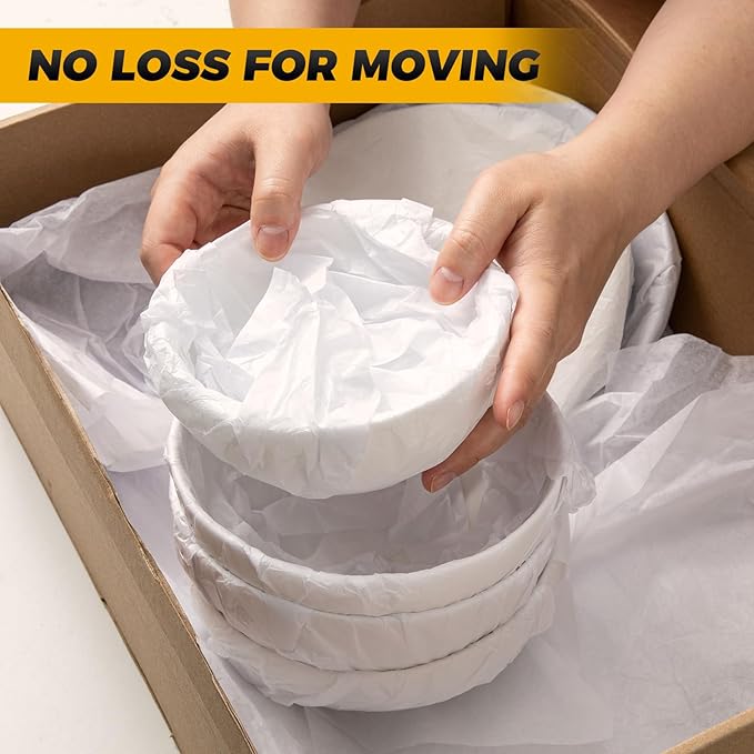 Simetufy 1000 Sheets White Tissue Paper Bulk, 20" x 30" Packing Supplies for Moving & Packaging, Gift Wrapping Tissue Paper for Gift Bags, Weddings, Birthday, Holidays, and Christmas Crafts Decor