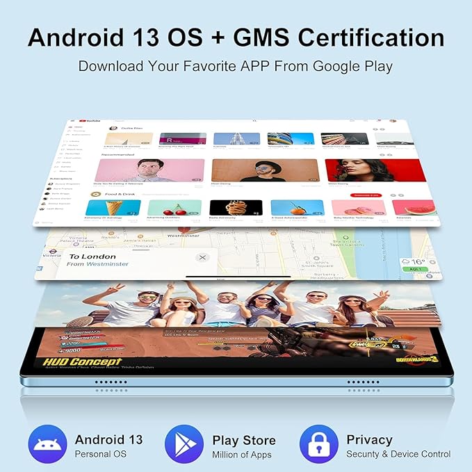 Android 14 Tablet, 2025 Tablets with 10 Inch IPS Incell Screen, 22GB+128GB (1TB Expand), 8000mAh Octa-Core Tablet with Keyboard, Mouse, Case, GPS, BT5.0, Support Widevine L1, Split Screen -Metal Brown