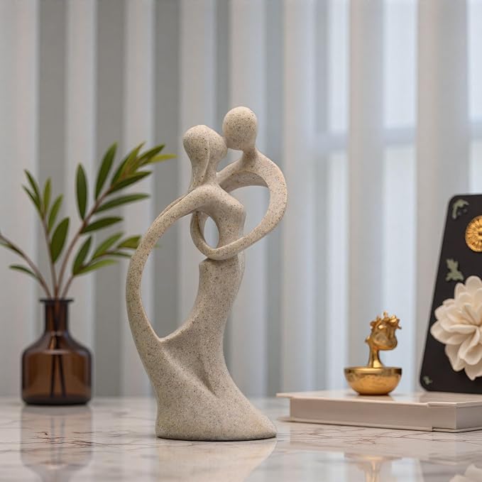 Modern Abstract Couple Statue, Kissing Lovers Sculpture Figurine for Home Decor Living Room Bedroom Bookshelf Office, Gift for Wedding Anniversaries, Love Decor Ornament for Couple Valentines