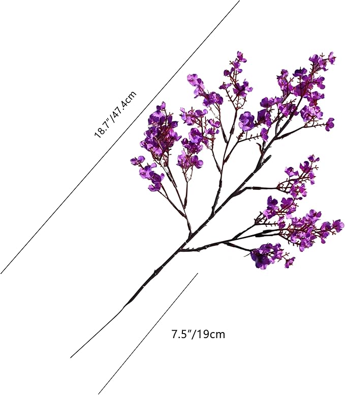 Mandy's Purple Artificial Baby’s Breath European Flowers 6 Bundles Silk Gypsophila with Bendable Stems for Fall Thanksgiving & Christmas Centerpiece Wedding Decor and Table Arrangements