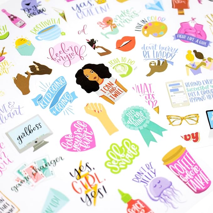 bloom daily planners Female Empowerment Planner Stickers - Variety Pack for Planning, Decorating, & Scrapbooking - 6 Sheets / 205 Girl Power Themed Stickers