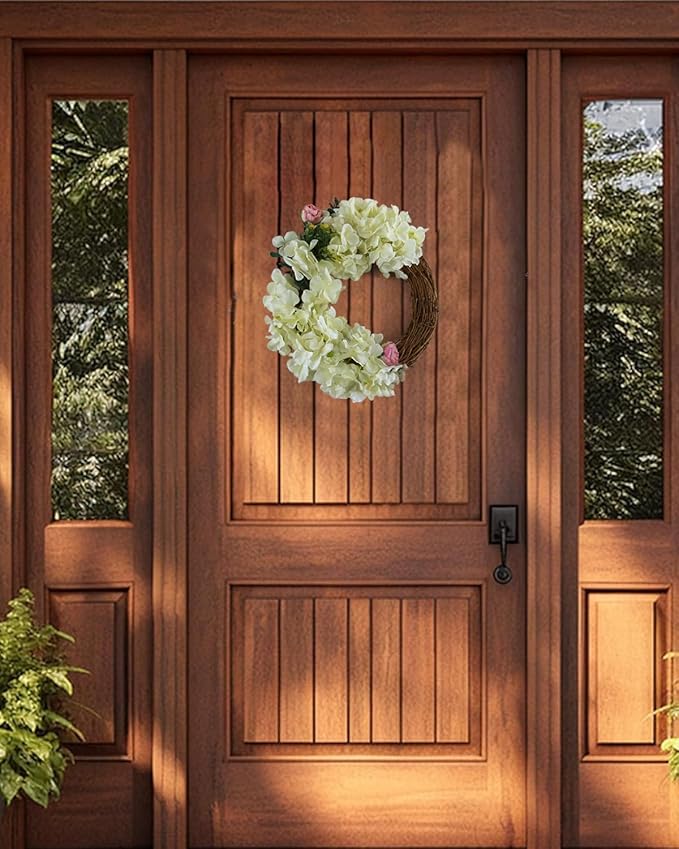 DuHouse 8.7" Silk Hydrangea Flower Heads with Stems Fake Hydrangeas Flowers for DIY Wedding Centerpiece Home Decor,Pack of 6(Cream)