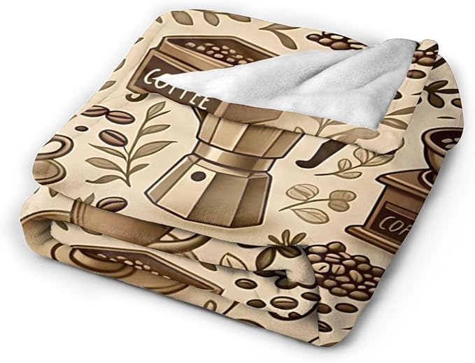 Coffee Blanket Cafe Throw Blanket Food Soft Cozy Fleece Fuzzy Stuffed Plush Flannel Gifts for Girls Women Boys Kids Adults 60"X80"