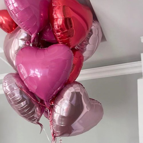 Heart Balloons by Pink Red - 12Pcs 18 Inch Light Pink Foil Love Balloons for Valentine's Day & Weddings