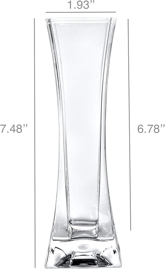 KLIFA- Small Acrylic Square Bud Vase, Shatterproof, High Transparency, Plastic Single Stem Vase, Clear, Hight 7.48 inch, 1 pc