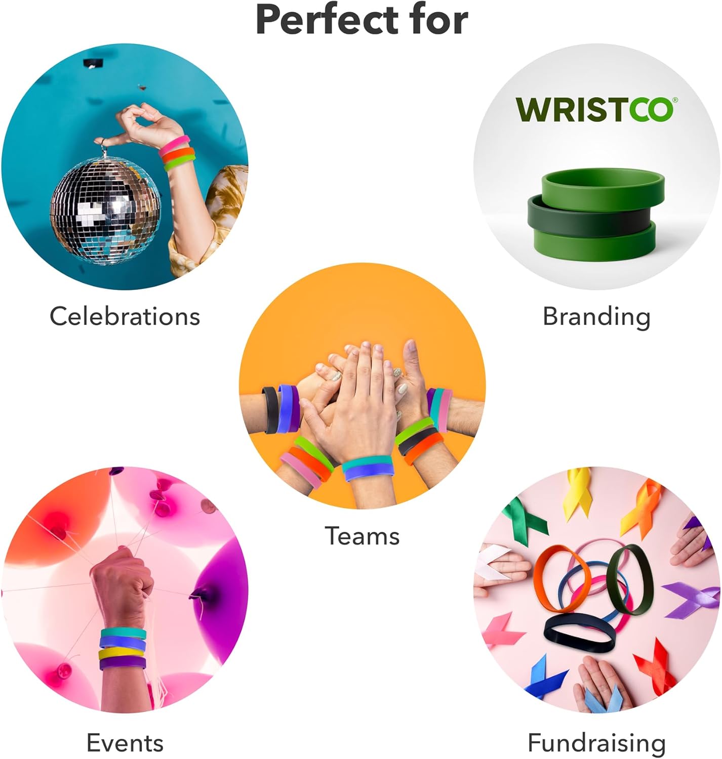 WristCo 12 Purple Silicone Wristbands - Durable Rubber Bracelets for Events & Fundraisers | Fast USA Shipping