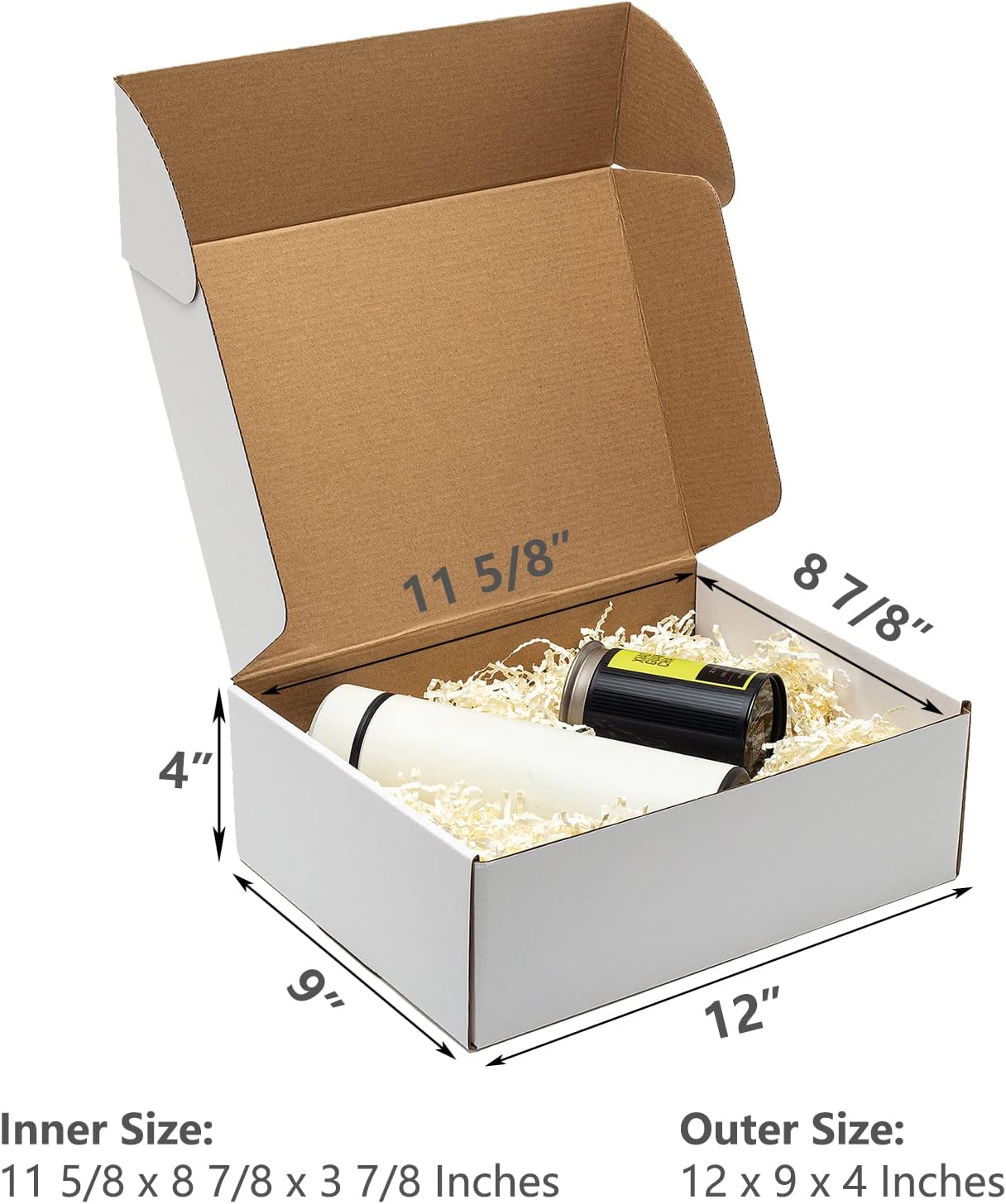 Timirog Shipping Boxes - 12x9x4" Corrugated Cardboard | 20 Pack Tab Locking Mailers for Gifts & Crafts