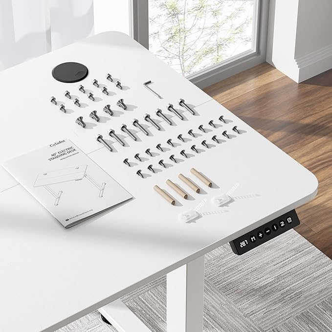 Standing Desk Home Office Desk, 48 x 24 Inches, Electric Height Adjustable Ergonomic Rising Computer Table, 4 * 2ft, White Desk