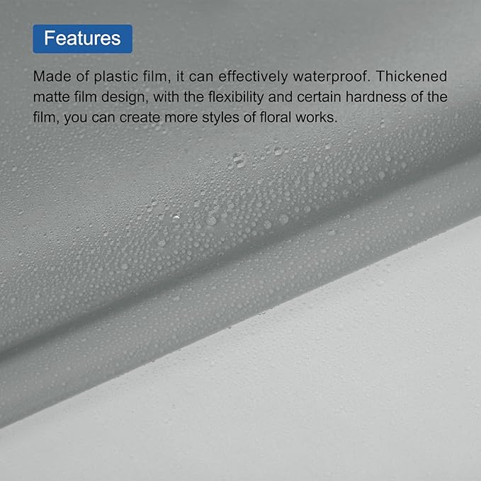 MECCANIXITY Flower Wrapping Fog Paper 22.8x22.8 Inch Waterproof Matte Floral Wrapping Paper for DIY Crafts, Gift/Gift Box Packaging Light Gray 20 Pcs