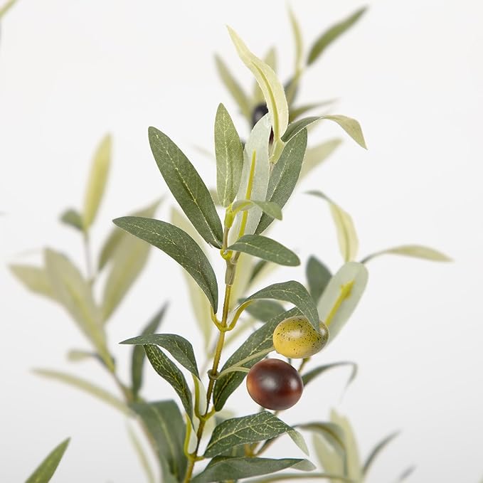 Tall Faux Olive Tree，5Ft(60in) Realistic Texture Potted Silk Artificial Olive Tree， Fake Olive Trees Indoor Outdoor for Home Office Living Room Bedroom Foyer Porch Decor.