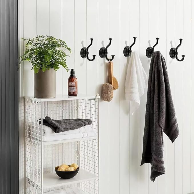 khtumeware 1 Pack 4-1/2 inch Zinc Alloy Vintage Wall Black Large Coat Hooks Suitable for Tile, Wood Board, Glass Walls, Bathroom, Entrance Hall, Kitchen, Multi-Functional Robe Hooks