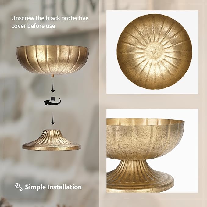 NUPTIO Distressed Gold Vases for Centerpieces: Rustic Brass Compote Vases for Flowers - Metal Pedestal Bowl Decor for Wedding Table Home Set of 2