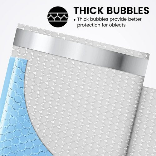 Fuxury Bubble Mailers - 100 Pcs Light Blue Thick Shipping Envelopes | 6x10" Size for Small Business Packaging