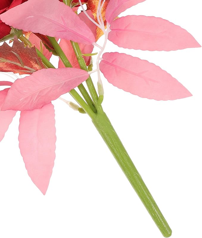 TOYANDONA Vivid Artificial Bouquet Faux Flower Arrangement for Vase Tabletop Decoration Wedding Party Home Decor with Realistic Color and Leaf Texture