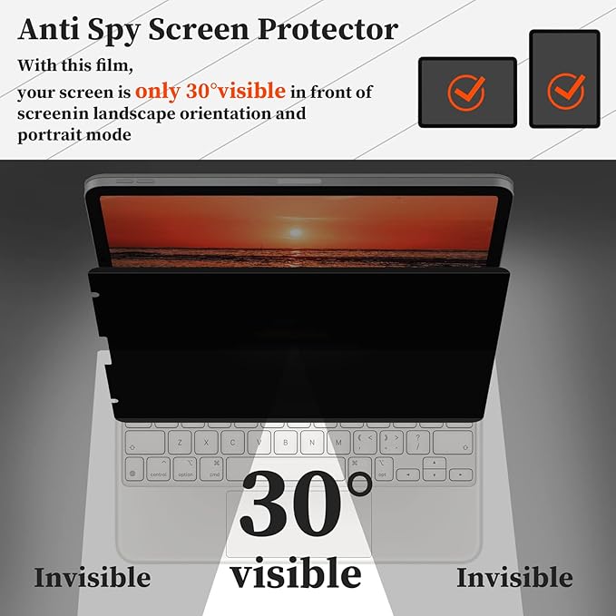 Mamol Upgraded 360° Privacy Screen Protector for iPad Pro 11" 4th 3rd 2nd 1st Generation 2022 2021 2020 2018/ iPad Air 5/ Air 4 10.9" (2022/2020) (Landscape+Portrait Privacy), Magnetic Removable
