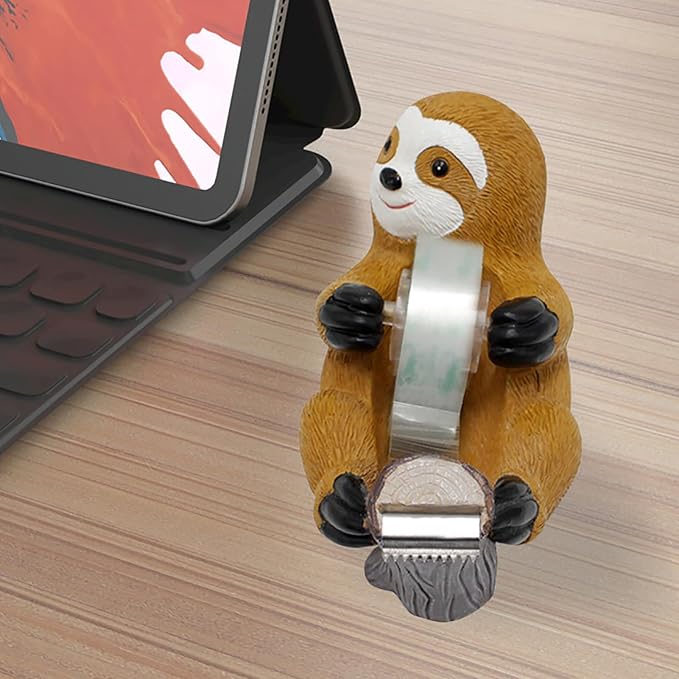 Sloth Tape Dispenser, Cute Desk Tape Holder, Adhesive Tape Cutter with High Toughness Material, Fun Office Stationery for Home School Office Use, Portable and Decorative