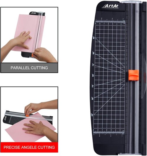 ArtAt 12-Inch Paper Cutter - Portable A4 Trimmer with Retractable Safety Blade for Crafts & Photos