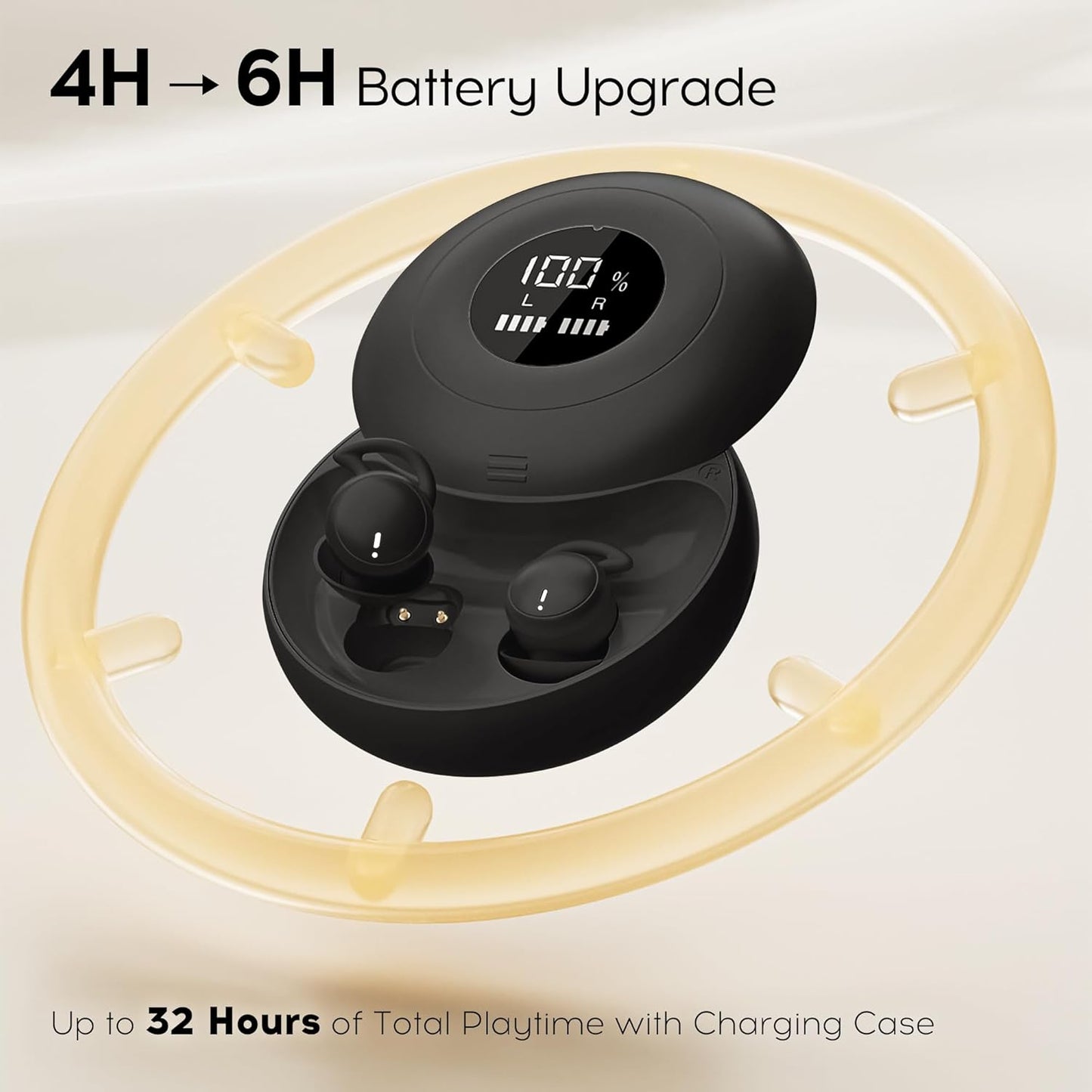 Sunvito Sleep Earbuds - Bluetooth 6.0 Noise-Blocking Headphones for Side Sleepers | Mini Invisible Design (Black)