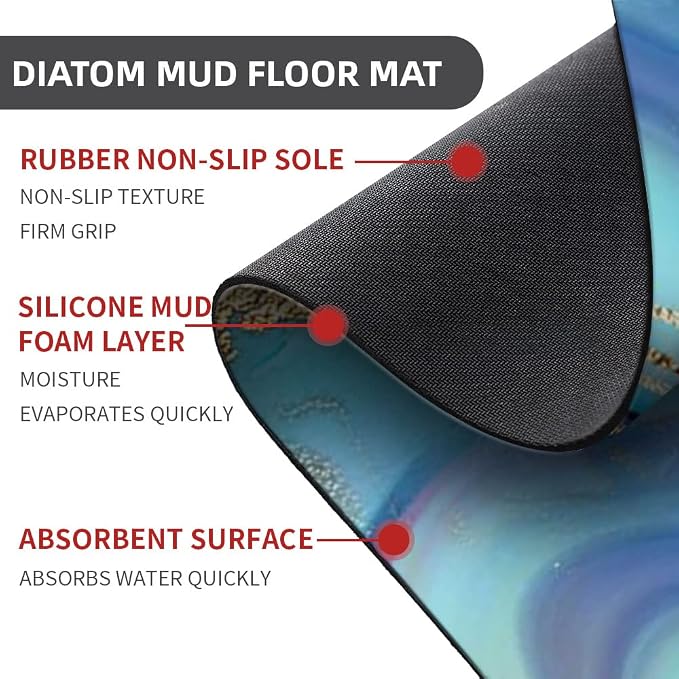 Diatomaceous Earth Bath Mat,Purple Gold Marble Non-Slip Volume Super Absorbent Fast Drying for Bathroom Kitchen Door mat,Eco-Friendly Easy to Clean 17×27.5Inch (43 * 70cm)