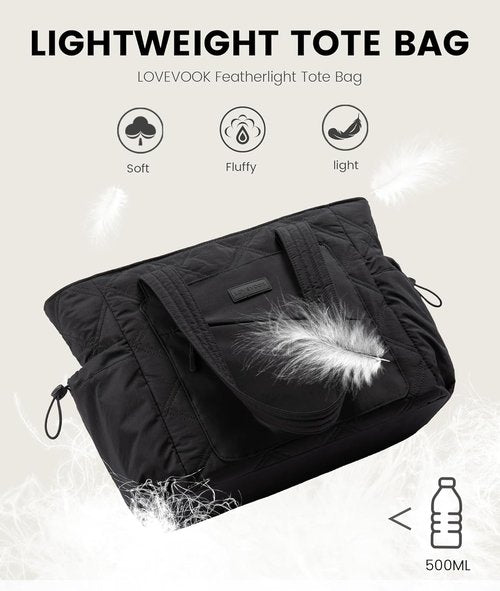 LOVEVOOK Tote Bag - Lightweight Quilted Puffer Bag for Work & Travel | Stylish Compartments