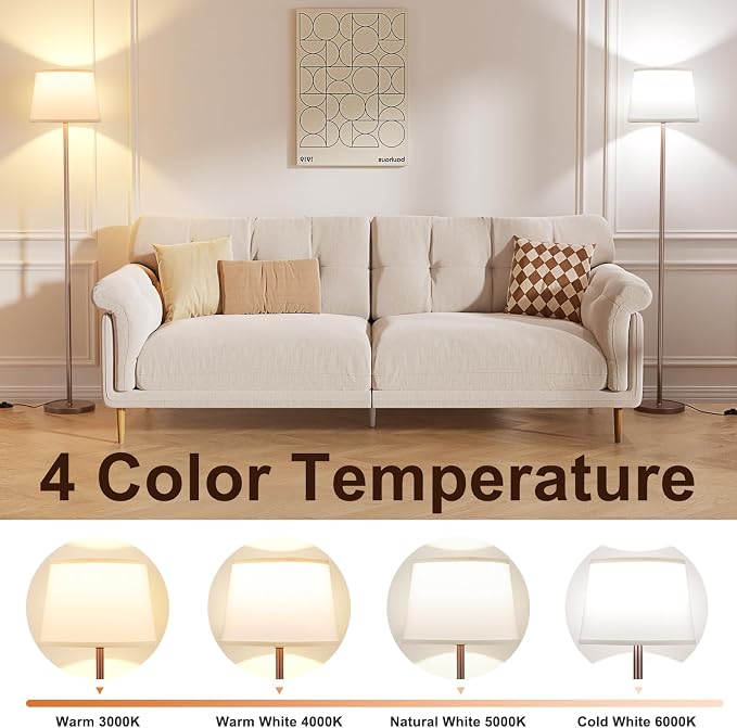 Raexpectis 【Upgraded Floor Lamps for Living Room, Modern Floor Lamp with Remote Control, Dimmable Colors Temperature Standing Lamp Foot Switch, 9W Bulb Tall Lamps for Bedroom Office Kid Room - Brown