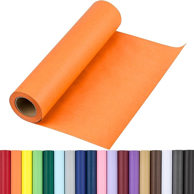 RUSPEPA Orange Kraft Wrapping Paper Roll, 17.5"x 393"(32.8'), Recyclable Orange Gift Wrap Paper for Birthday Gift Wrapping, Table Covering, Art & Craft Supplies, Easter Bouquet Flower, 80GSM