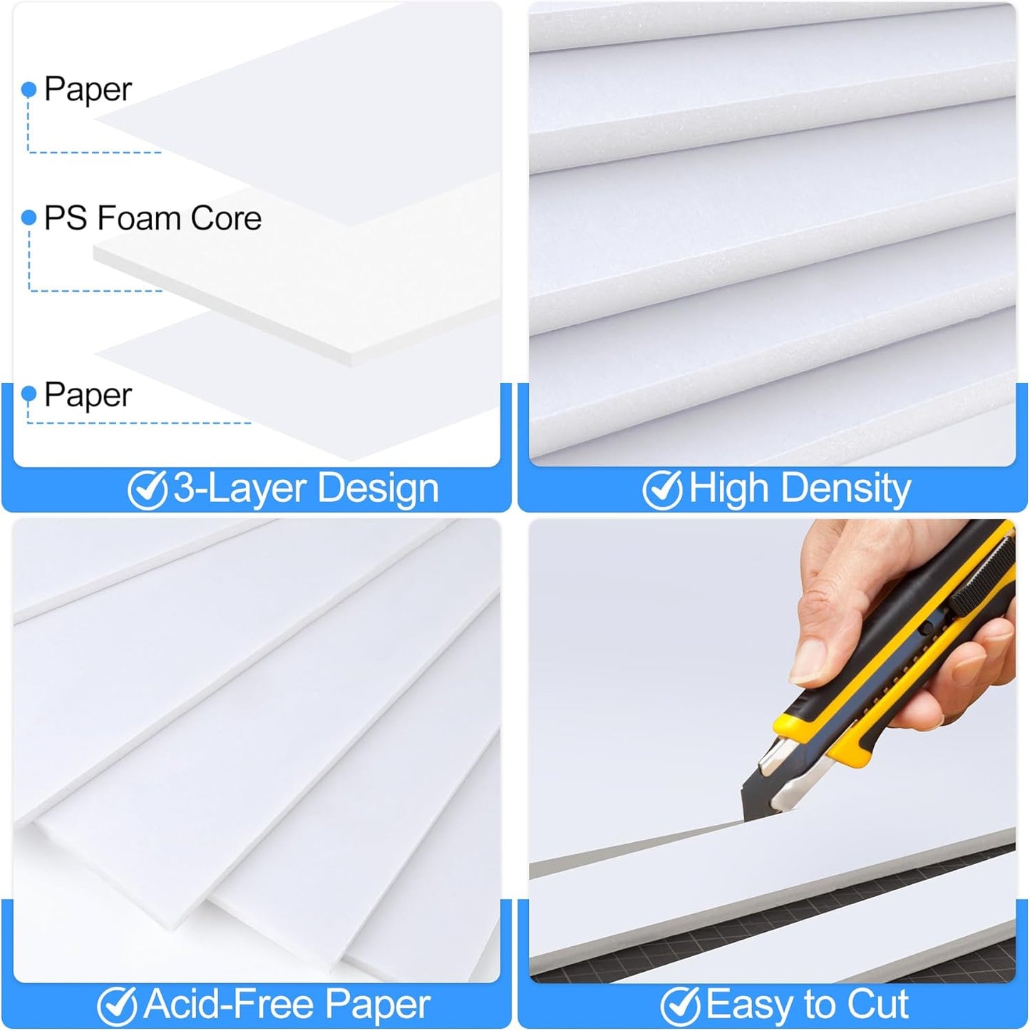 ToLanbbt 12 Pack White Foam Board, 12 x 16 x 3/16" Thick Foam Core Acid Free Poster Foamboard for Art Craft Projects, Painting, Displaying, Signage, Wedding, School