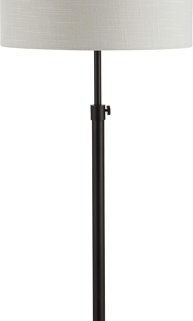 JONATHAN Y 65" Oil Rubbed Bronze and White Marble Adjustable LED Floor Lamp, Modern Glam Standing Light for Living Room Bedroom, White Linen Shade, Bulb Included (JYL3022B)