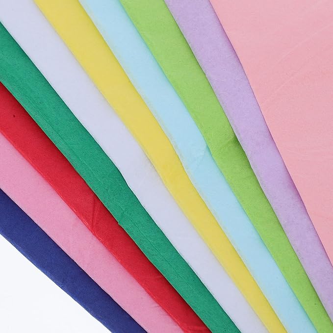 VICASKY 100 Pcs Tissue Paper for Packing Ultra-Thin Craft Paper DIY Floral Bouquet Wrapping Holiday Decorations Color Mix