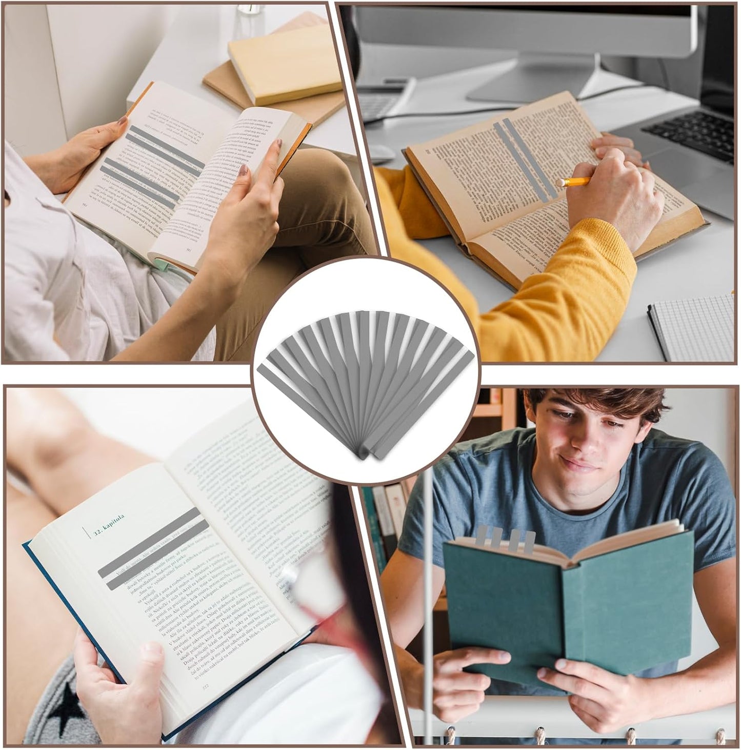 Skiennix Guided Reading Strips - 12 Pcs Overlay Bookmark Set for Dyslexia Support | Clear Design