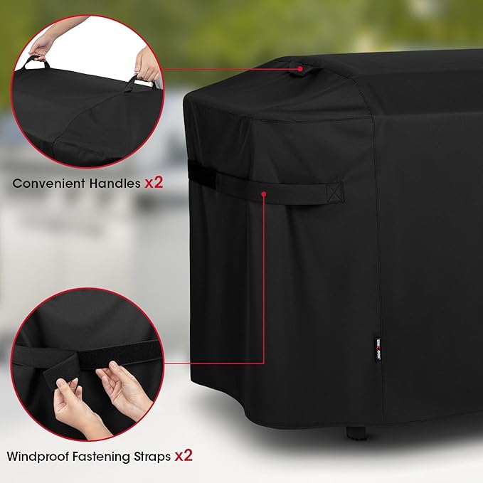 Unicook Griddle Cover Compatible with Weber 28 Inch Gas Griddle, 55" Grill Cover Compared to Weber 7771, Heavy Duty Waterproof 3 Burner Flat Top BBQ Protector with Hood, All Weather Protection, Black