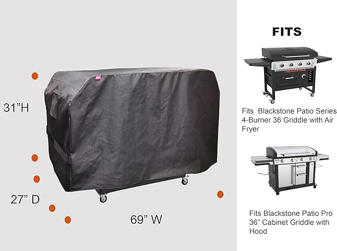 acoveritt RPET Fabric Cover for Flat Griddle Cover, Black；Fit 36" griddles Similar Blackstone 5482