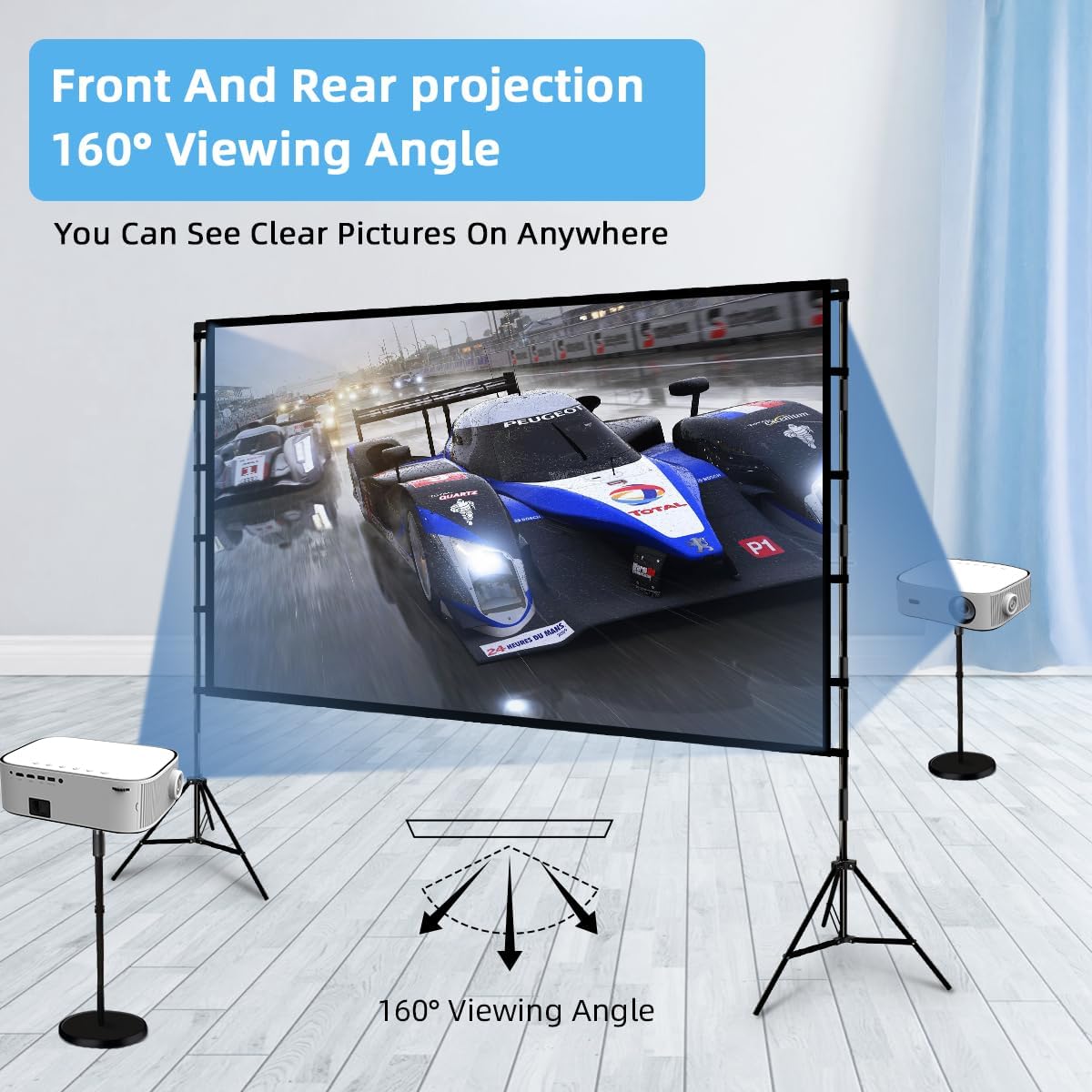 Towond 120-Inch 4K HD Projector Screen - Foldable Anti-Crease Design for Indoor/Outdoor Use