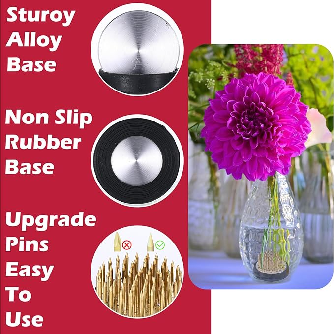 10 Pcs 34mm/1.34inch Diameter Floral Frogs Round Brass Flower Holder Ikebana Vase Floral Frogs Arranger Fixed Tools Pin for Flower Arrangement Home DIY Craft
