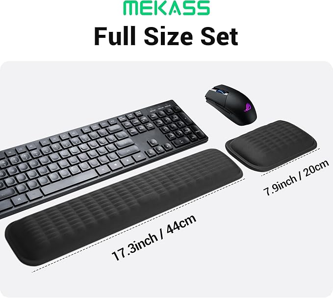 MEKASS Ergonomic Mouse Wrist Rest, Premium Memory Foam Mouse Wrist Pad Support Relieve Wrist Pain for Long Hours of Work, Gaming (Classic Black
