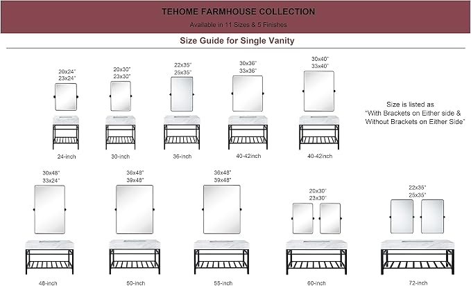 TEHOME Pivot Mirror Matt Black Tilt Vanity Mirror Large Black Metal Framed Rectangle Tilting Beveled Vanity Mirrors for Wall, Vertical Hanging, Overall 34.14 x 40 inches (Mirrror 30 x 40 inches)