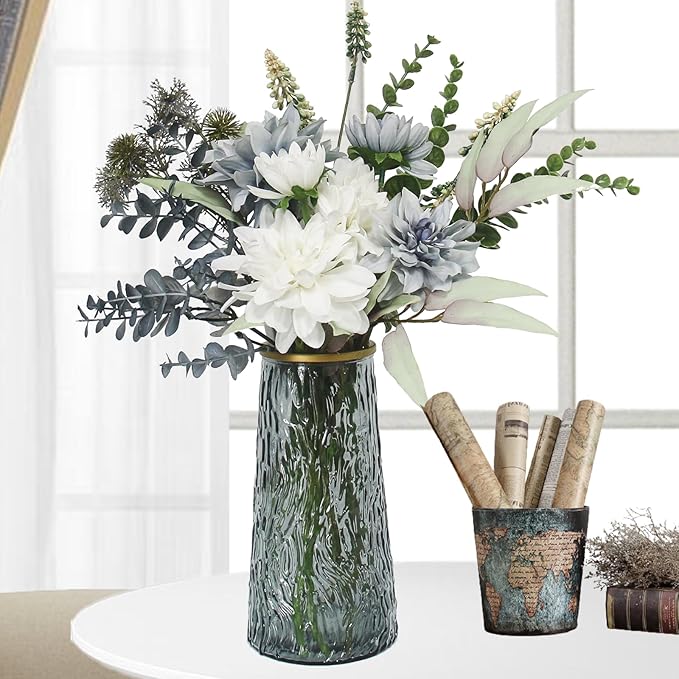 Leftover Fake Flowers in Vase,Faux Flowers in Vase,Table Centerpieces for Dining Room,Flower Centerpieces for Tables,Artificial Flowers,Kitchen Decor,Coffee Table Decor