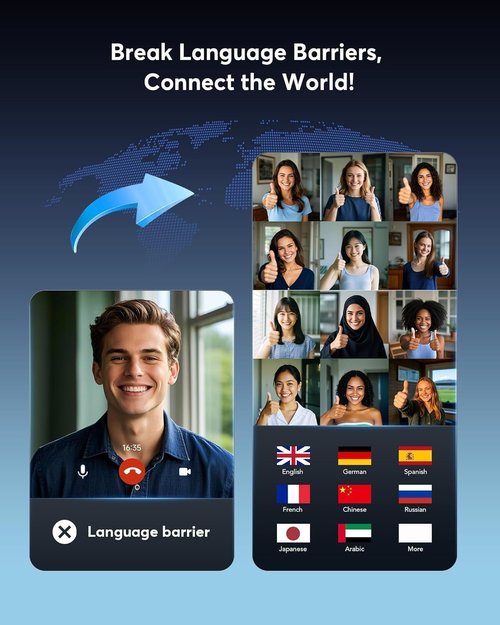 Paekole AI Translation Earbuds - Real-Time Two-Way Translator | 198+ Languages, 3-in-1 for Travel & Learning