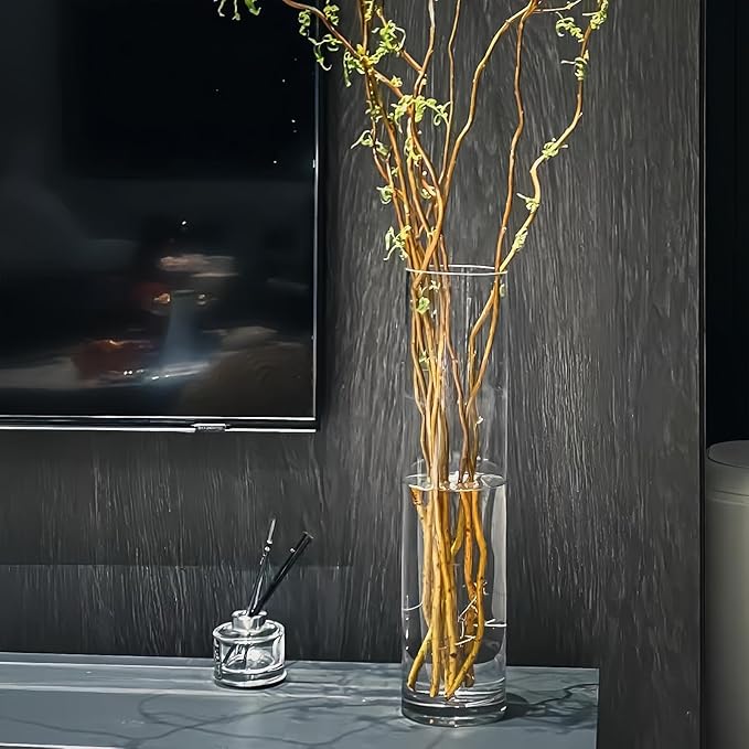 Acrylic Cylinder Clear Vases, Tall Large Plastic Flower Vase for Bouquet, Unbreakable Hurricane Vases Set of 3 for Centerpieces (D 6", D 4.8", D 4" + 3 Holder)