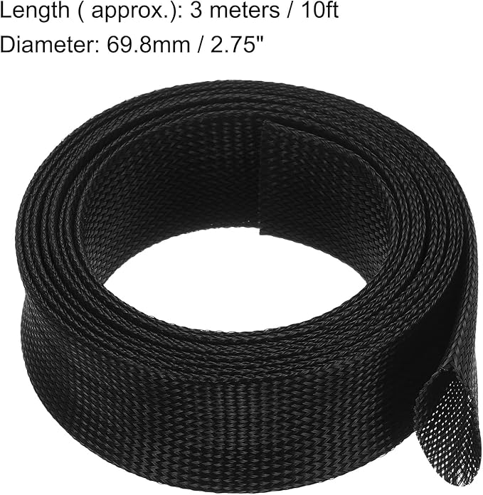 uxcell Expandable Sleeving,2 3/4-inch 10ft Cable Sleeve, Black