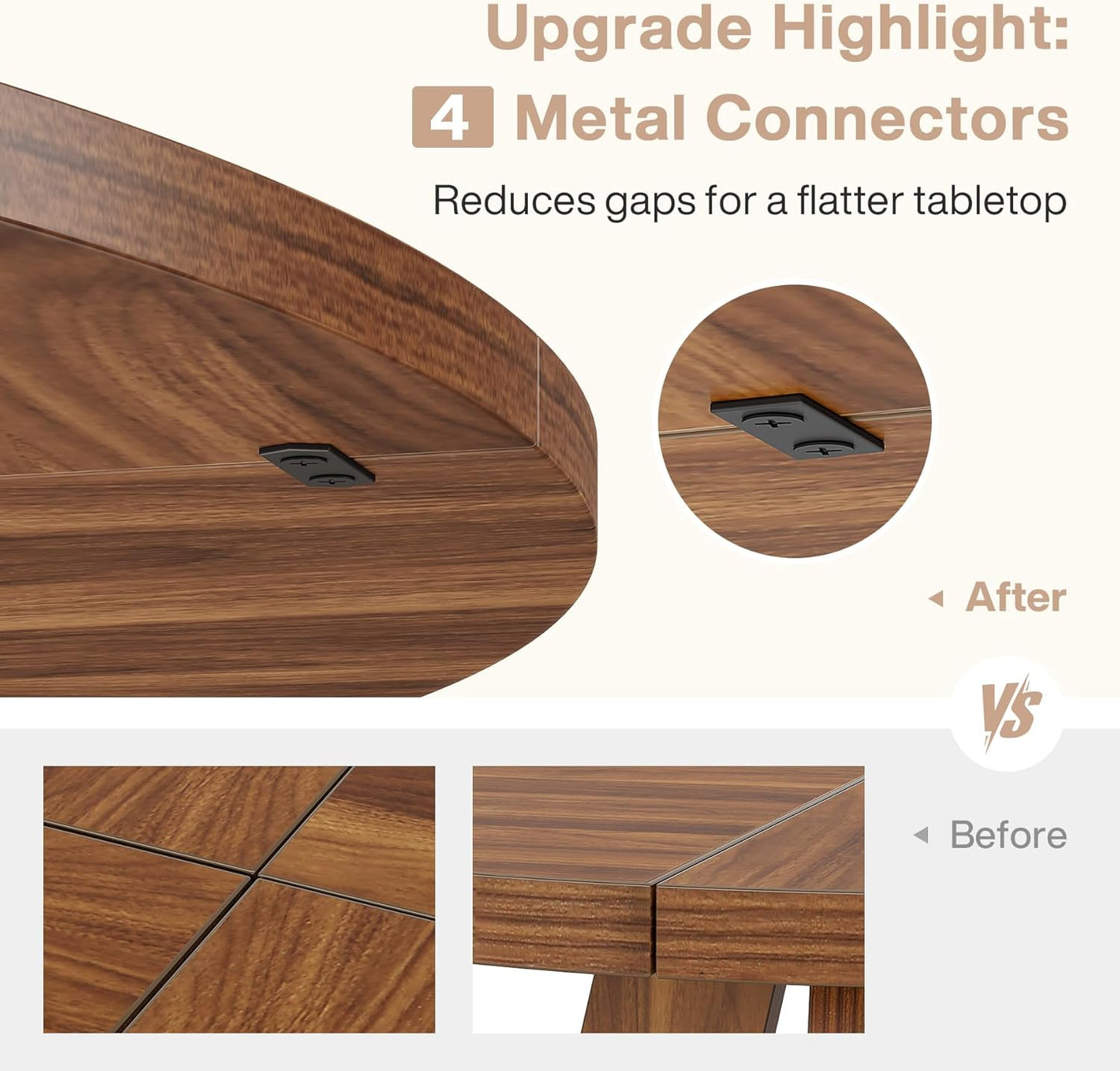 Tribesigns 47-Inch Round Dining Table - Rustic Brown Wood Kitchen Table for 4-6 | Farmhouse Accent Furniture