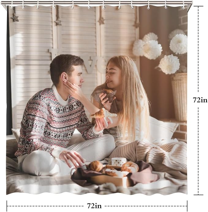 Personalized Shower Curtain Set Custom Photo Shower Curtains Modern Minimalist Home Bathroom Curtain Decor with 12 Hooks 72 Inch Wide * 72 Inch High