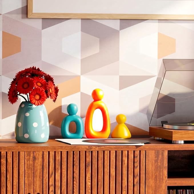 Youyole 3 Pcs Mid Century Modern Decor Abstract Family of 3 Figurines for Shelf Sculpture Love Home Decorative Accents Abstract Decorative Statue for Shelves Living Room Office Table Decorations
