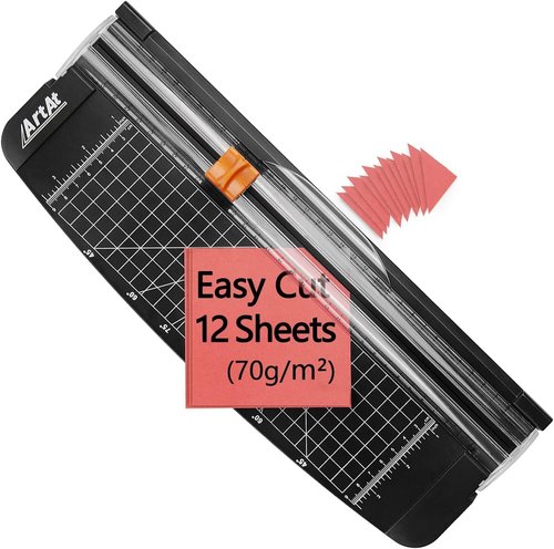ArtAt 12-Inch Paper Cutter - Portable A4 Trimmer with Retractable Safety Blade for Crafts & Photos