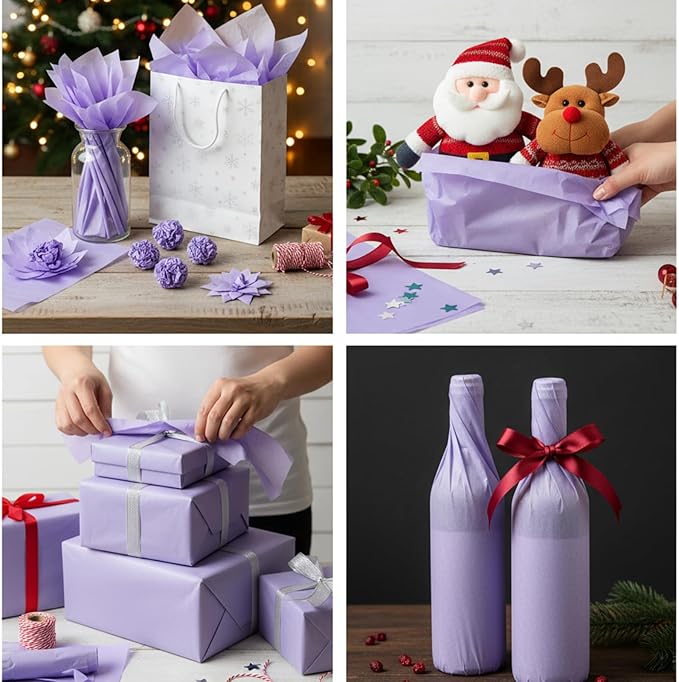 Qilery 500 Sheets Tissue Paper 15 x 20 Inch Acid Free Wrapping Gift Paper Crafts Bulk for Holiday, Birthday, Party Decor, Weddings, Baby Shower(15 x 20 Inch,Classic,Lavender)