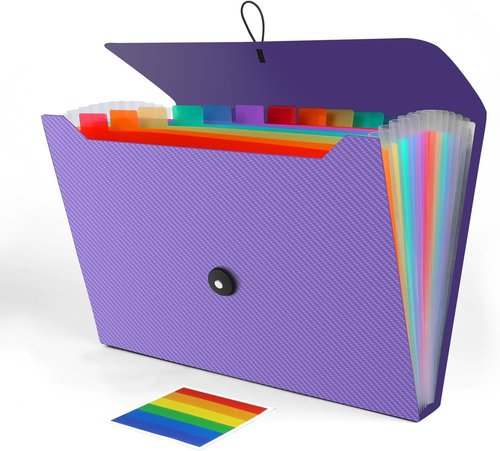 Skiennix Accordion File Organizer - 13 Pocket Expanding File Folder for Home, Office & Travel (Purple)
