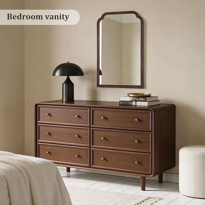 WallBeyond Wooden Framed Wall Mirror, Natural Wood Bathroom Vanity Mirror for Entryway, Living Room or Bedroom Home Decor Vertical or Horizontal Hanging [24" x 36" Walnut Color]